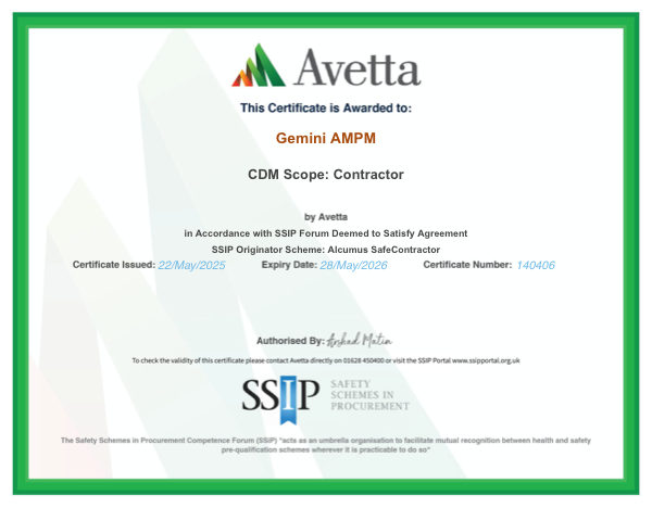 Gemini AMPM Avetta certificate
