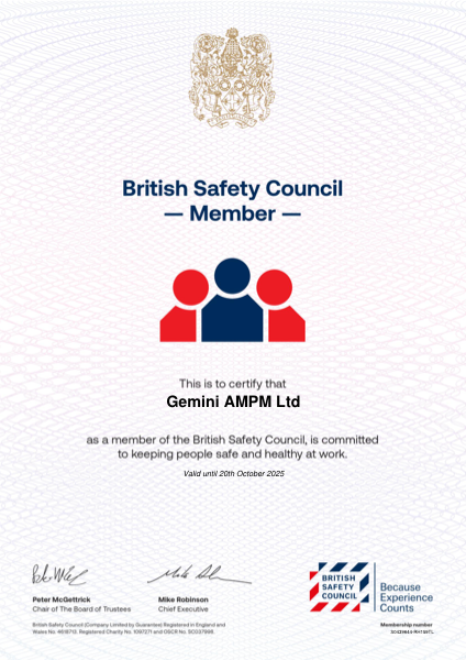 Gemini AMPM British Safety Council certificate