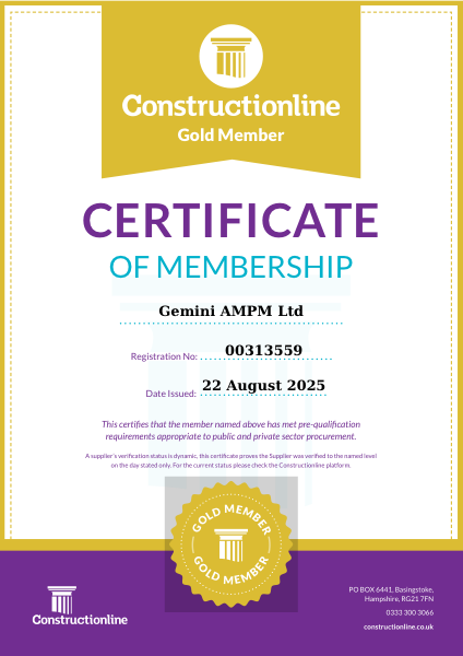 Gemini AMPM Constructionline certificate