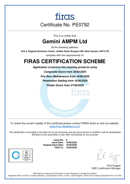 Gemini AMPM FIRAS certificate