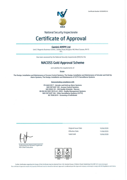 Gemini AMPM NSI Gold certificate